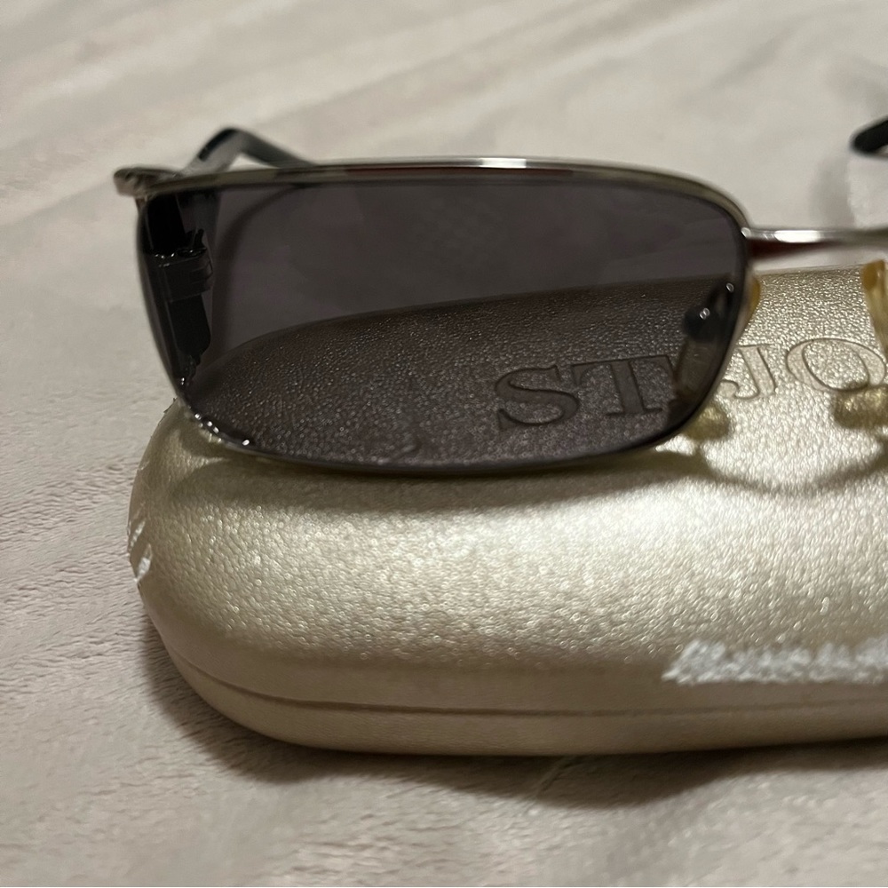 St.John gray black sunglasses with silver braided hardware - Picture 9 of 16